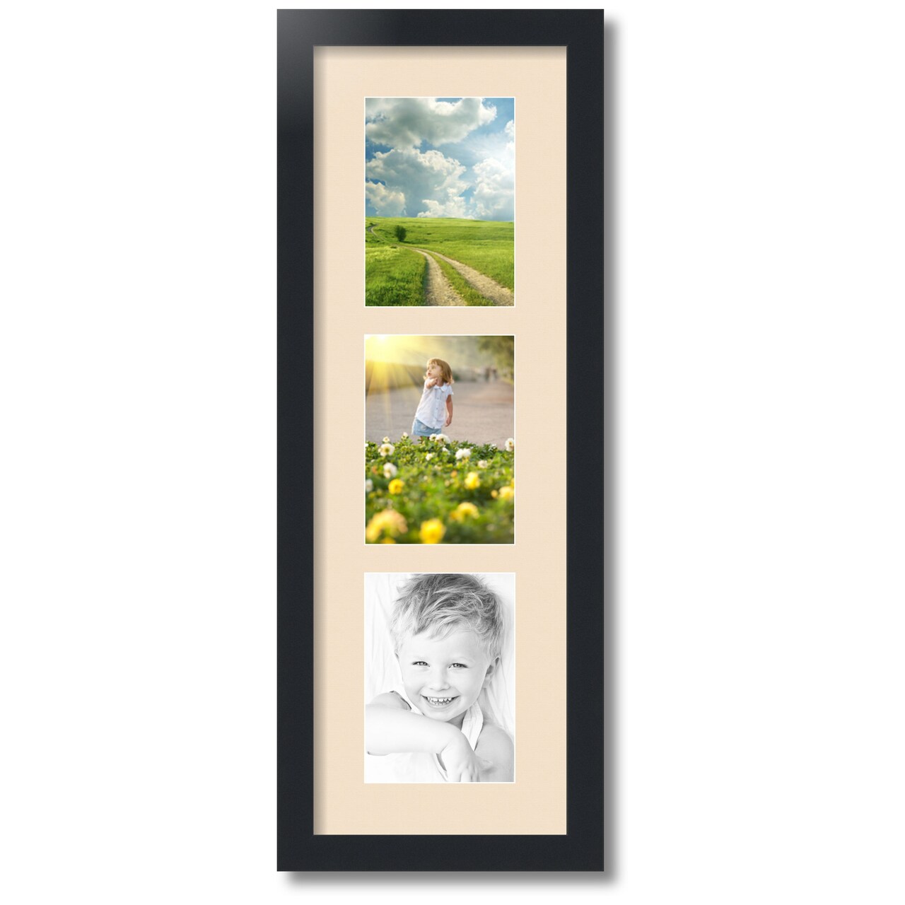 ArtToFrames Collage Photo Picture Frame with 3 - 5x7 inch Openings, Framed in Black with Over 62 Mat Color Options and Plexi Glass (CSM-3926-138)